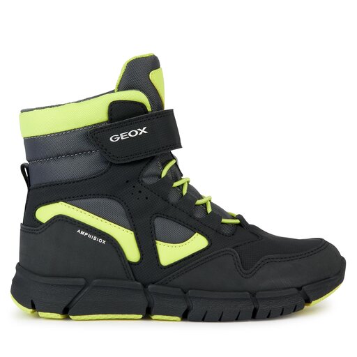 Geox FLEXYPER BOY ABX - Vinterstövlar - black/lime/svart 