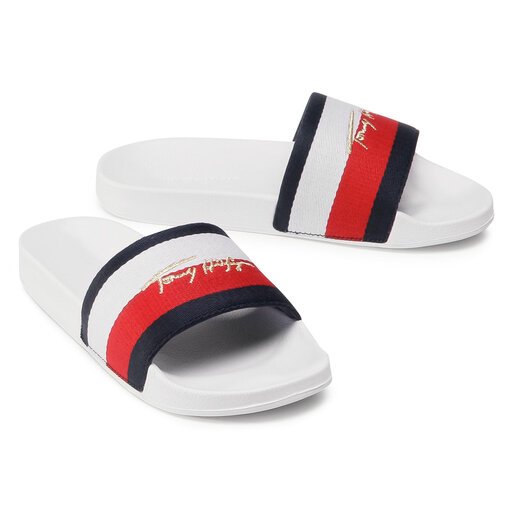 Chanclas Tommy Hilfiger Signature Pool Slide FW0FW05151 Blanco