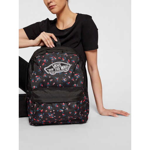 Vans realm backpack black floral hot sale
