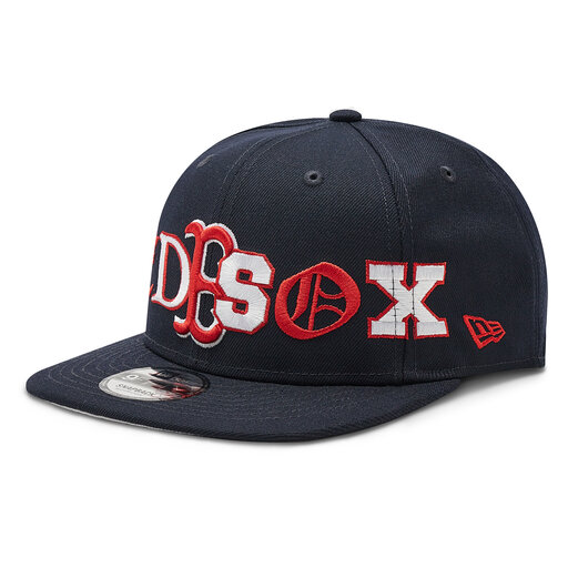New Era 9FIFTY In Navy Red Flat Beak Snapback Cap Boston