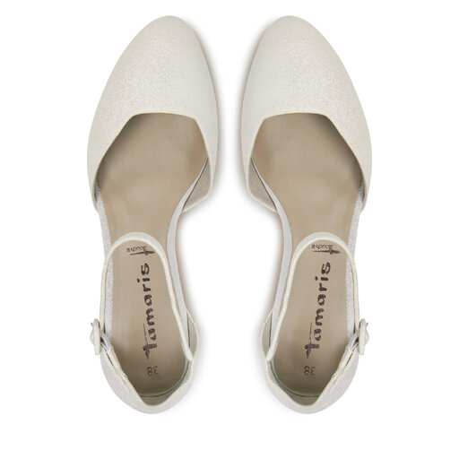 Tamaris dames pumps blokhak, Nude-patent, 38 EU