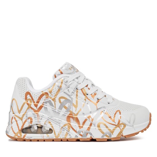 Sneakers Skechers Uno Metallic Love 155523/WTGD Alb