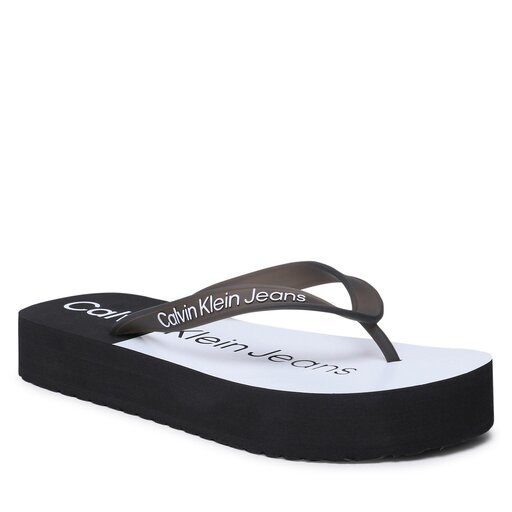 sagionares calvin klein jeans beach sandal flatform yw0yw00716 black white 0gj