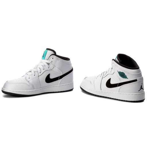 Batai Nike Air Jordan 1 Mid Bg 554725 122 White/Black/White/Hyper Jade •  Www.eavalyne.lt
