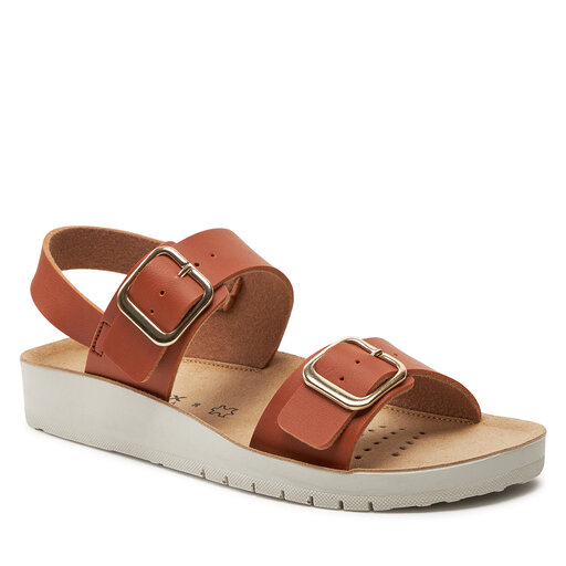 Sandali Geox J Sandal Costarei Gi Per Bambine E Ragazze - In Pelle Con Suola In Gomma, Chiusura A Fibbia