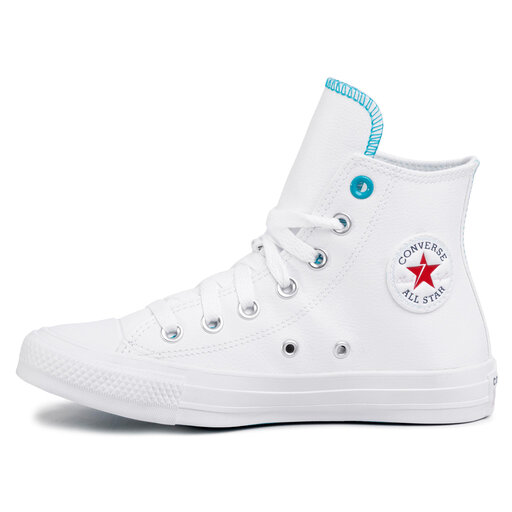 teal and white converse