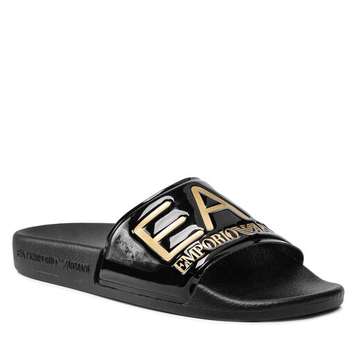 Šlepetės EA7 Emporio Armani XCP001 XCC22 M631 Shiny Black/Gold •  Www.eavalyne.lt