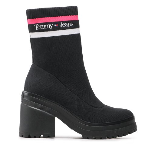Stivaletti Tommy Jeans Knitted Boot EN0EN02061 Nero escarpe