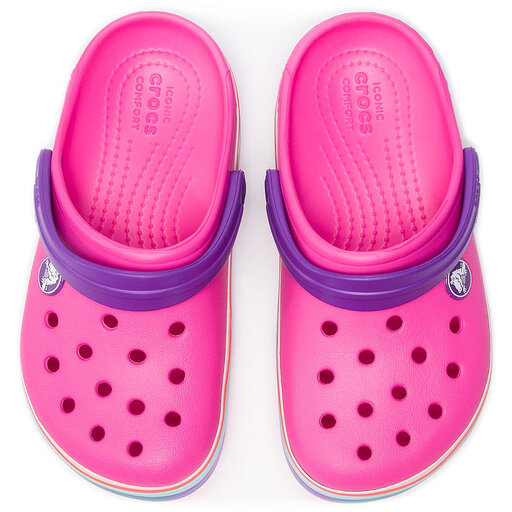 Pantoletten Crocs Crocband Wavy Band Clog K 205697 Rosa eschuhe