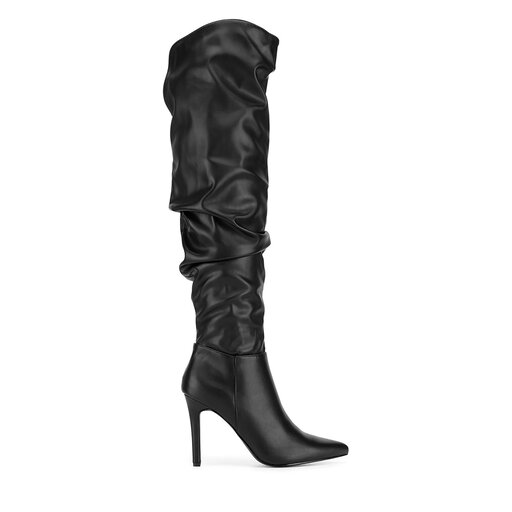 Black slouchy thigh high boots clearance