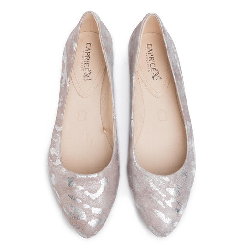 CAPRICE Damen Ballerina In G-Weite – Leder, Memory Foam, 18 Mm Absatz