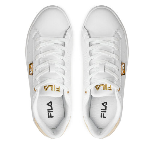 White and gold fila shoes cheap
