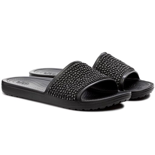 Mules sandales de bain Crocs Sloane Embellished Slide 204691 Noir chaussures