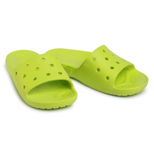 lime green crocs slides