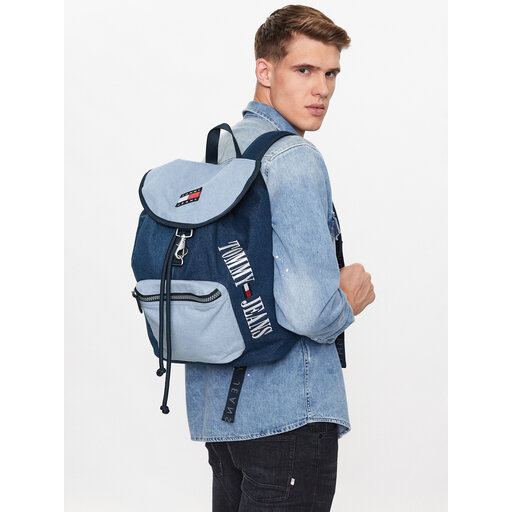 Rucksack Tommy Jeans Tjm Heritage Denim Flap Backpack AM0AM11108 Blau