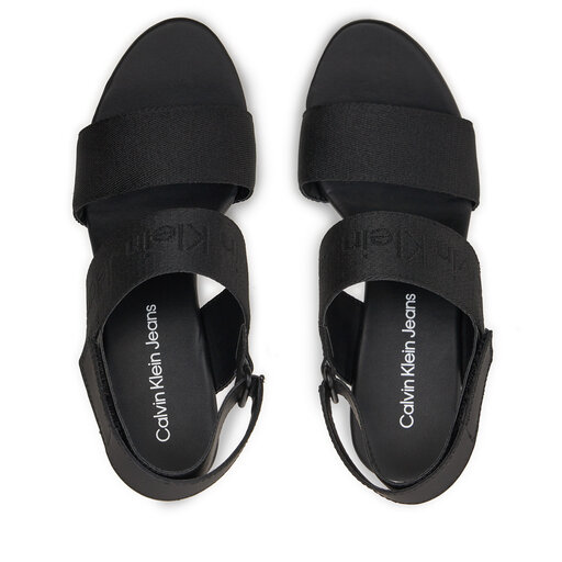 Sandales Calvin Klein Jeans Wedge Sandal Webbing In Mtl YW0YW01479 Noir chaussures