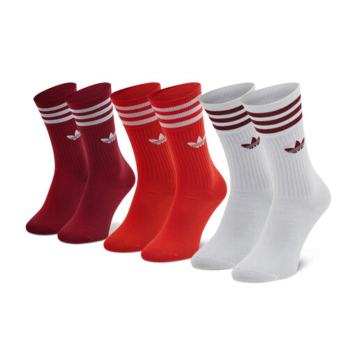 Set di 3 paia di calzini lunghi unisex adidas Solid Crew Sock H32331 Rosso escarpe