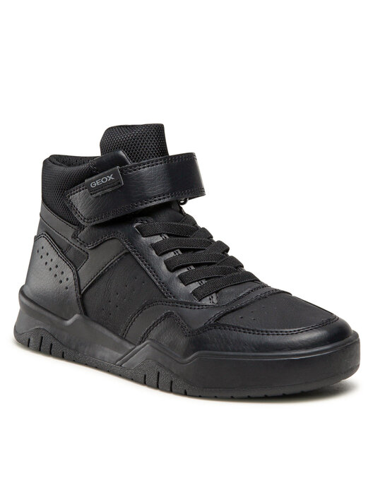 Geox Jongens J Perth Boy E Sneakers, Black Dk Grey, 35 EU