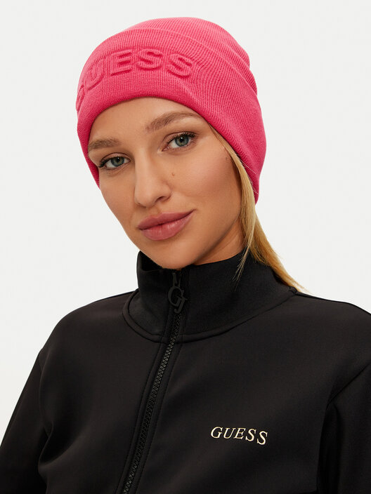 Gorro Beanie GUESS Negro Talla L - Mezcla De Acrílico, Poliéster Y Nylon | Con Solapa Y Parche De Logotipo Bordado