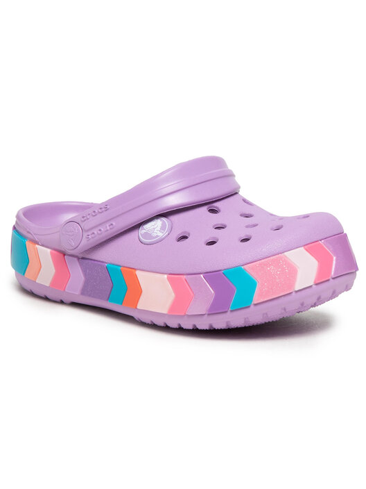Şlapi Crocs Crocband Chevron Beaded Clog K 207007 Violet | epantofi.ro