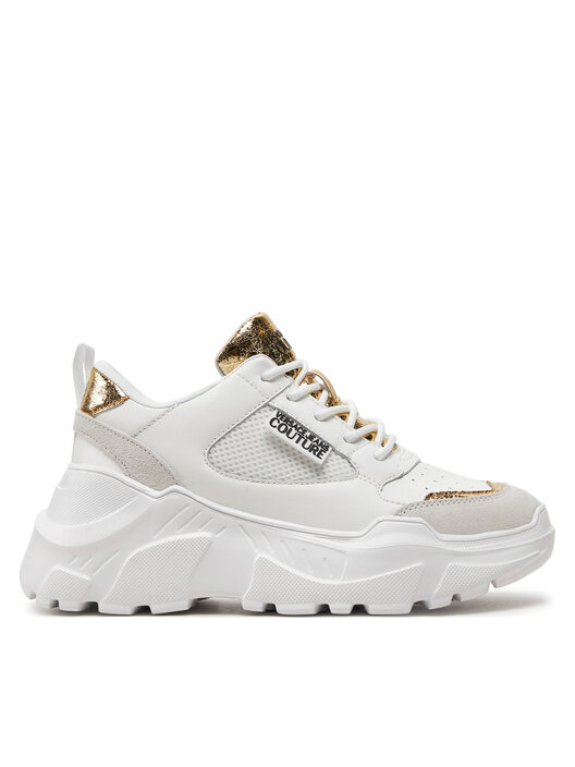 Scarpe Da Ginnastica Versace Jeans 76VA3SC2 ZPA46 - Bianche, Tomaia In Pelle, Suola In Gomma, Punta Tonda, Chiusura Con Lacci