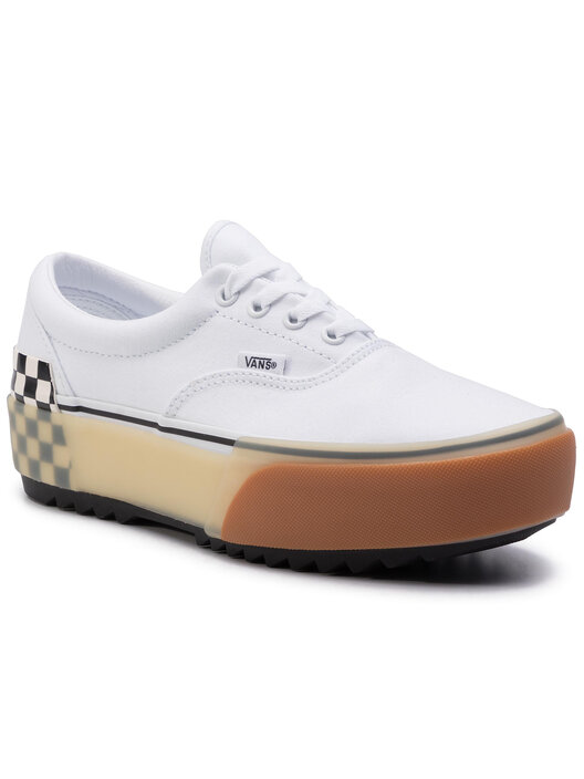 Vans era stacked white trainers hot sale