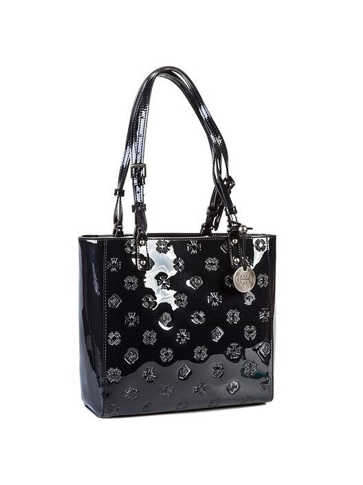 Baguette Tasche Shopper Mit Kettenhenkel Schwarz Tote Bag Schwarze