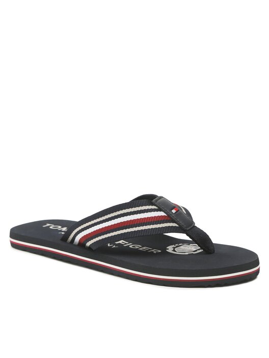 Zehentrenner Tommy Hilfiger Corporate Stripes Beach Sandal FM0FM04407 Dunkelblau eschuhe
