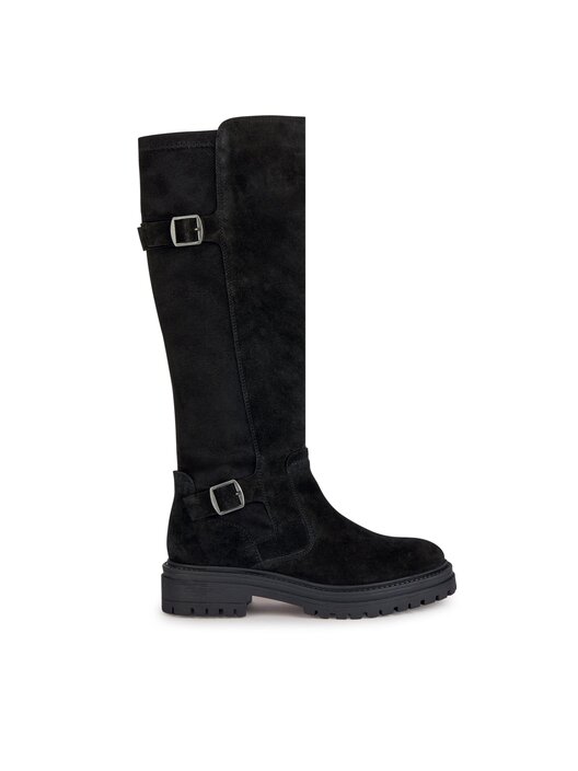 Stivali Donna Geox Iridea D36hrb023 - Stile Biker Urban, In Scamosciato, Con Suola Carrarmato E Zip, Tacco 4.5 Cm