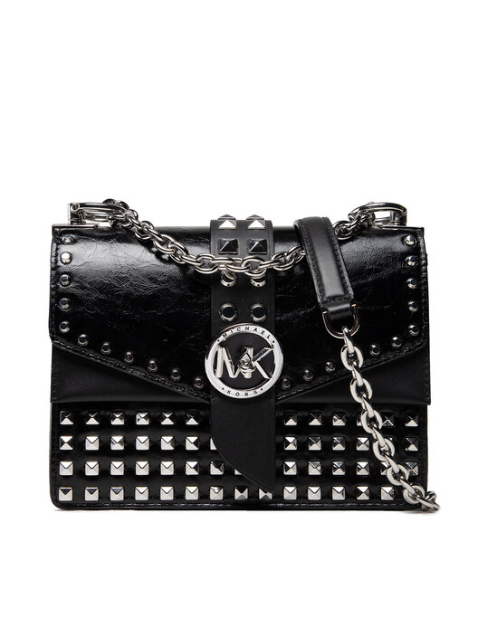 Leder Handtasche Michael Kors Tasche Schwarz Mit Silber Nieten