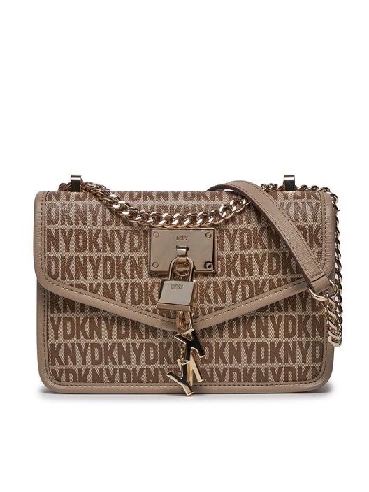 DKNY Elissa SM Shoulder Bag In Canapa E Pelle – Borsa A Spalla Con Chiusura A Risvolto, Stile Casual Chic, Per Donna - 4