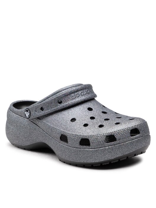 Şlapi Crocs Classic Platform Glitterclog W 207770 Argintiu | epantofi.ro