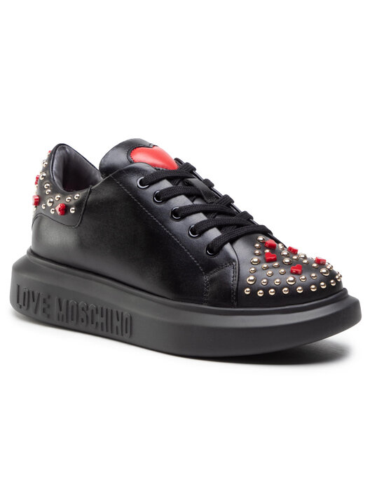 Love Moschino Damen Sneaker – Weiß/schwarz, Weiche Sohle, Nachhaltige Materialien