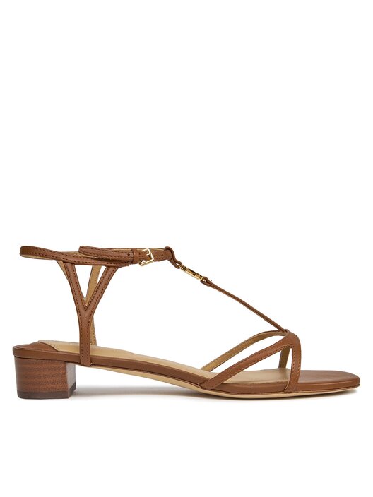 Ralph Lauren Sandalias De Cuero Calfskin Con Remaches Marrones