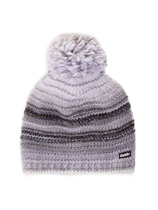 Berretto Eisbär Focus Lux MÜ In Lana Merino Per Donna - Grigio/Bianco Con Pompon In Pelliccia Sintetica - Caldo E Traspirante