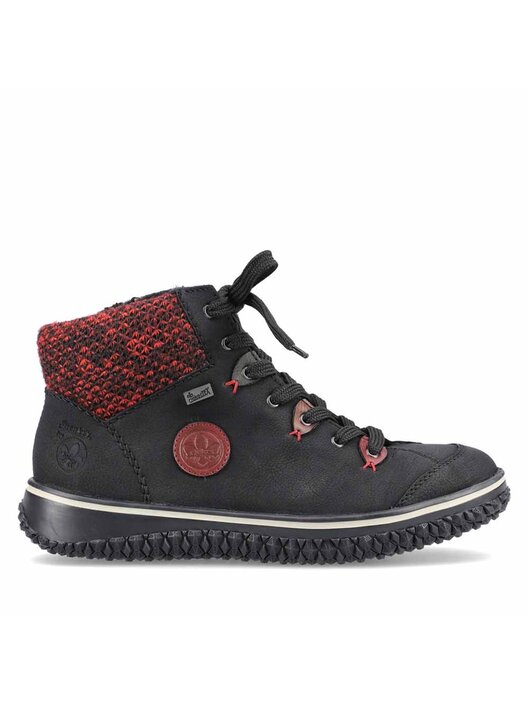 Rieker Stivaletti Donna Modello 77041 - Ecopelle Nera, Tacco Piatto 2,7 Cm, Cerniera, Plantare Estraibile - 2