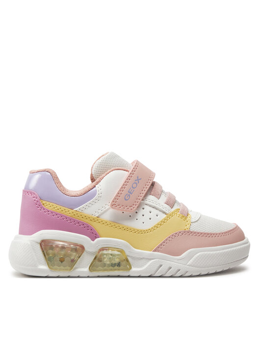 Geox Meisjes J Illuminus Girl Sneaker, White Multicolor, 32 EU