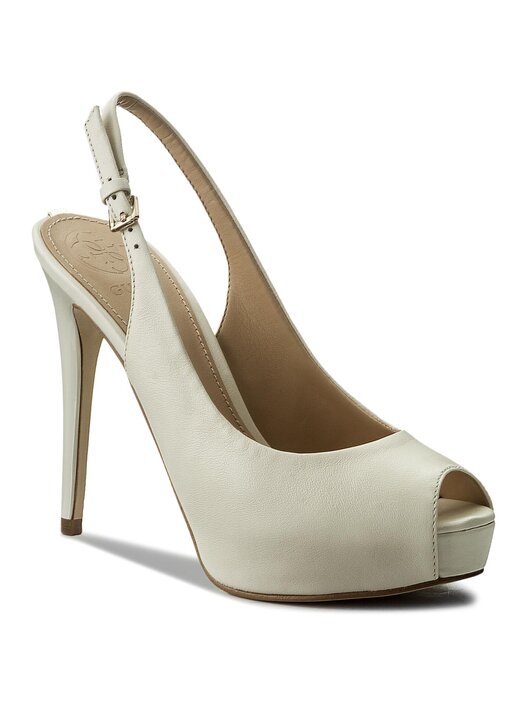 Zapatos Elegantes Guess Para Mujer – Tacón 8 Cm, Piel Arrugada, Estilo Sling Back, Color Taupe