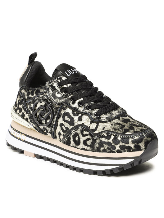 LIU-JO SNEAKER DE PIEL METALIZADA Y PLATAFORMA WONDER MAXI PARA MUJER BF0069EX014 BLACK LIU009 Color Negro Talla 40