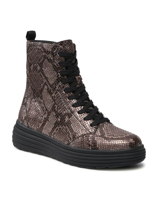Geox Damen Stiefeletten D Phaolae A – Aus Glattleder, Mit Reißverschluss & Schnürung, Absatz 5 Cm