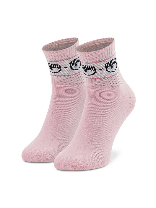 Calzini Donna Chiara Ferragni - In Cotone, Con Fascia Logo EyElike, Colore Bianco, Taglia 35-41