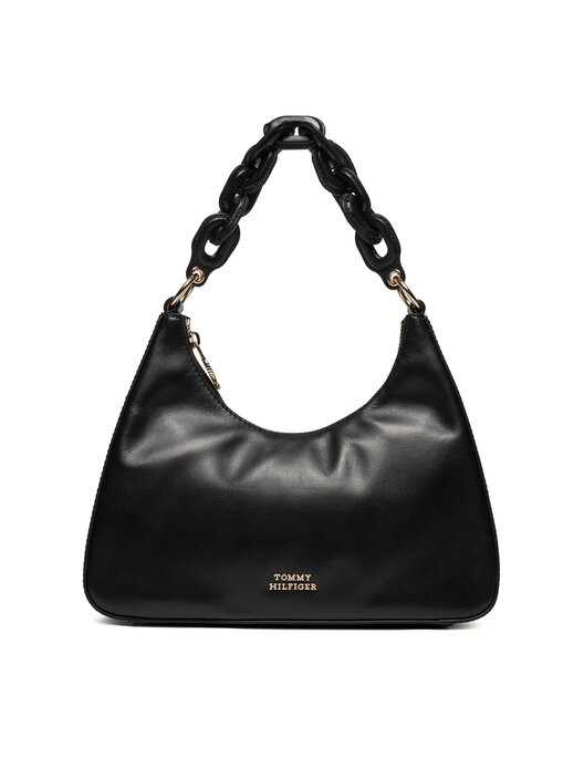 Handtasche Tommy Hilfiger Soft Leather Shoulder Bag AW0AW16293 Schwarz eschuhe