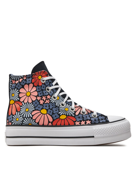 Black and white floral converse discount