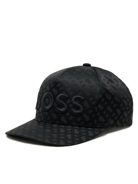 BOSS - Cappellino con logo ricamato in piqué lavorato - Nero