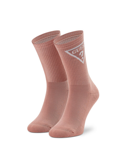 Calzini Donna GUESS V2GZ00ZZ00I Con Logo Triangolo - Mezzo Polpaccio, Cotone E Nylon, Colore Summer Clay AI25