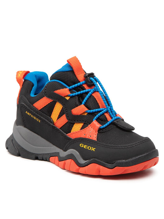 Geox Jongens J Montrack Boy B ABX Sneakers, Zwart Bordeaux