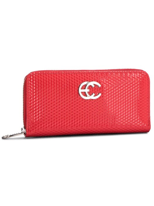 Portafoglio Donna Draeger Paris Rosso Con Foglie Dorate - 15x2.5x9.5 Cm, In Poliuretano, Con Cerniera E 10 Tasche