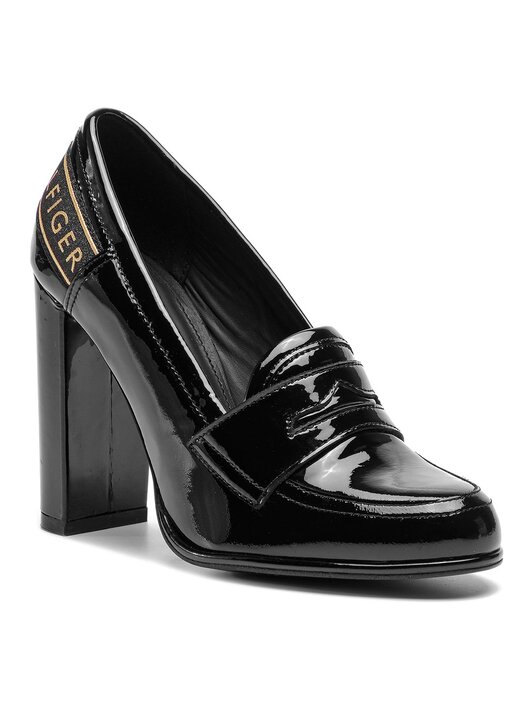 Chaussures basses Tommy Hilfiger Iconic Patent Loafer FW0FW04003 Noir chaussures