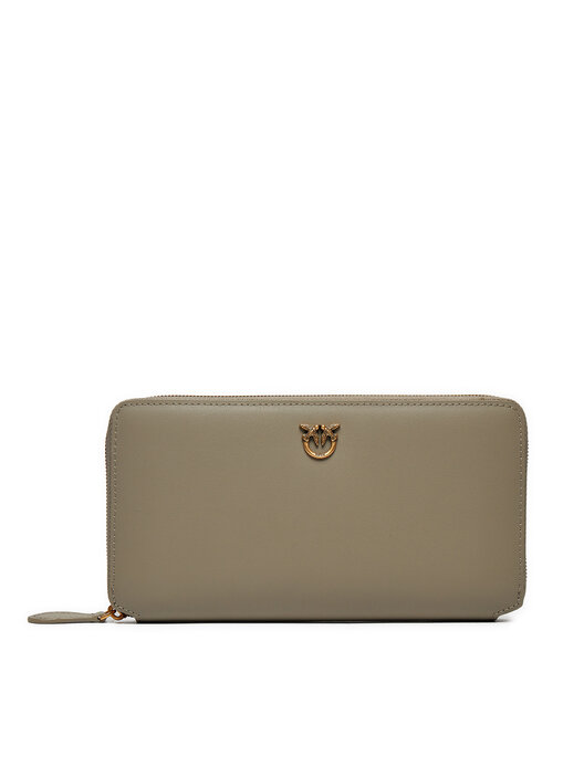 Pinko Damen Ryder Zip Around Brieftasche – Aus Kalbsleder & Seide, Reisezubehör