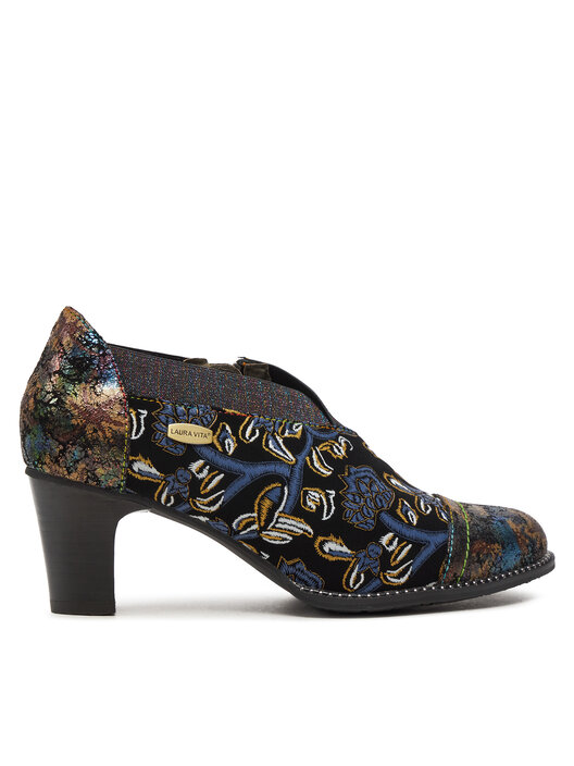 Laura Vita Damen Pumps Aus Leder Mit Blumenmuster - Bequeme Hochfront-Schuhe Mit 6cm Absatz